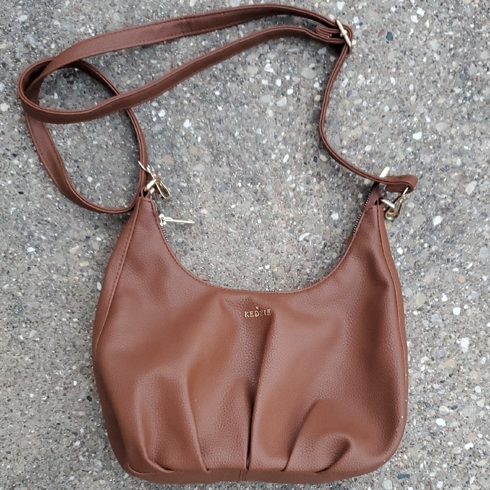 Kedzie Elle Vegan Leather Chestnut Brown Shoulder Bag Purse